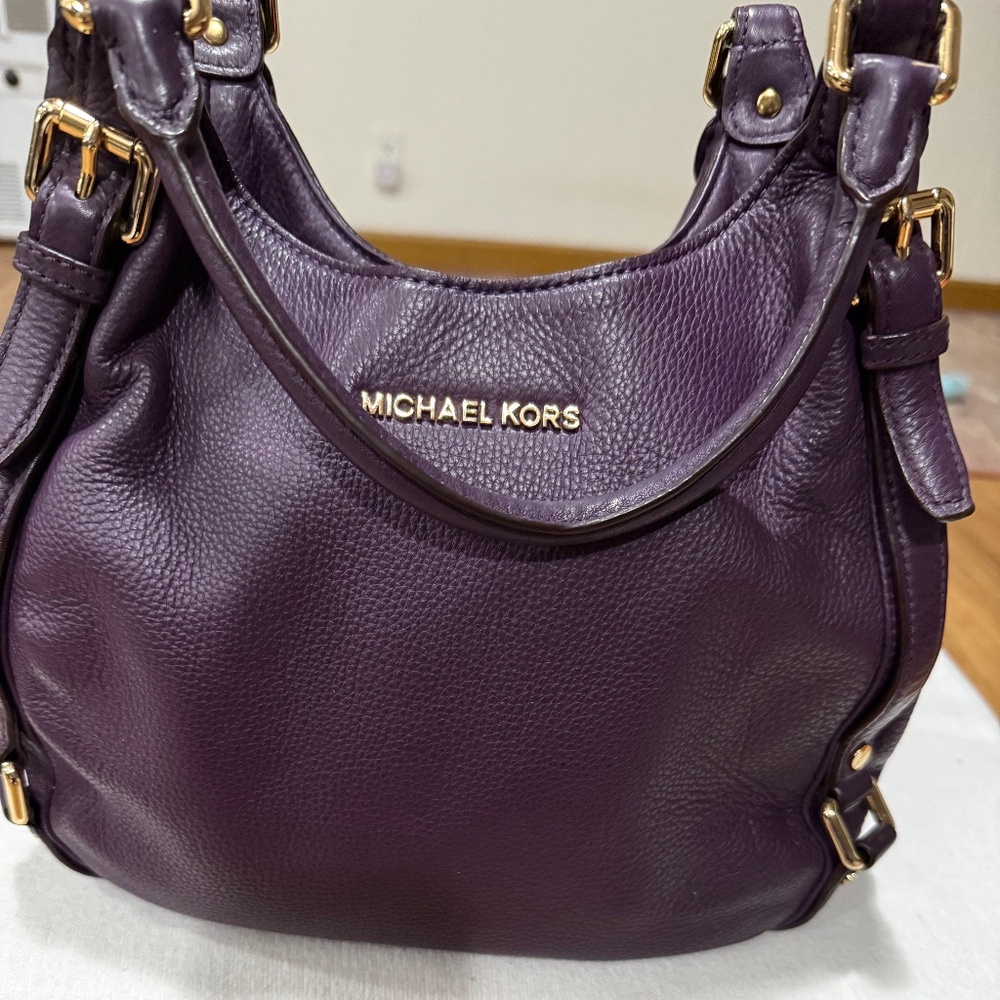 Michael Kors Dark Purple Leather Hobo Bag